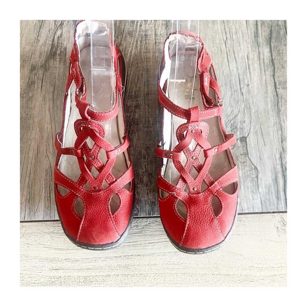 JAMBU Spain Red Suede Strappy Mary Jane Style Sandals Women’s Size 9 Comfort